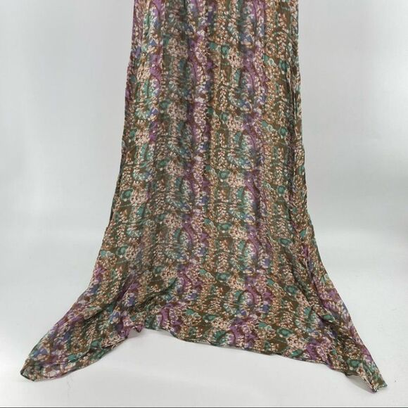 Nieves Lavi Floral Print Maxi Dress Sleeveless Casual Silk Brown M - Picture 6 of 8
